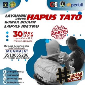 Daarut Tauhid Peduli dan DPD Hidayatullah Metro Gelar Hapus Tato Gratis di  Lapas Metro Lampung