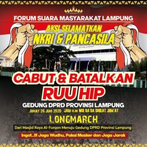 Forum Masyarakat Lampung Akan Gelar Aksi Selamatkan NKRI & PANCASILA.