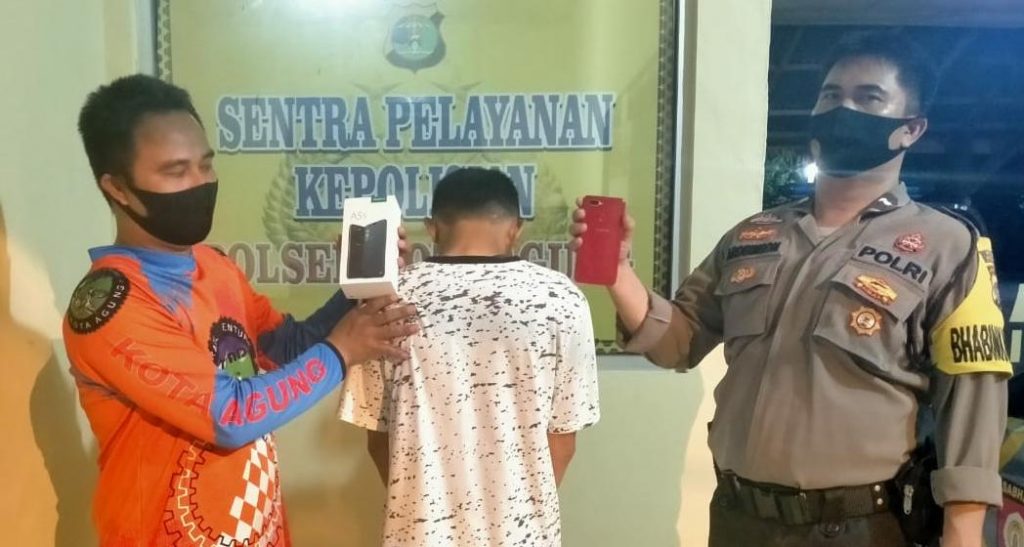 Polsek Kota Agung Tangkap Seorang Pelaku Jambret di TKP Jalinbar Pekon Teba.