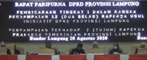 Bahas Raperda Inisiatif, DPRD Lampung Gelar Rapat Paripurna