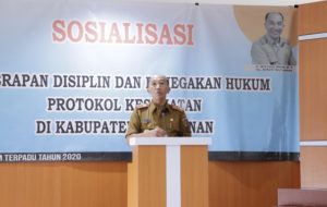 Kampanyekan Disiplin Protokol Kesehatan, Mulyadi Irsan Hadiri Sosialisasi Perbub Way Kanan Nomor 26 Tahun 2020