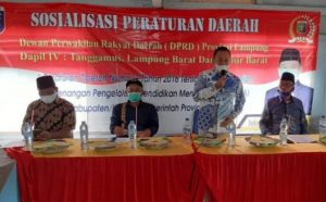 Di lampung Barat, Anggota Komisi III DPRD Lampung Sosialisasikan Perda Nomor 9 Tahun 2016