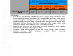 Nah, Ini Besaran Suku Bunga Dasar Kredit Bank Lampung Periode 30 Juni 2021