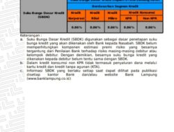 Ini Besaran Suku Bunga Dasar Kredit Bank Lampung Periode 31 Desember 2021