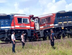 Dua Kereta Api Batu Bara Tabrakan di Stasiun Rengas, Polda Lampung Terjunkan Personil Polisi ke Lokasi