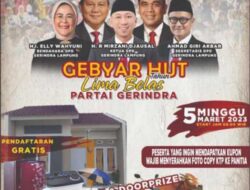Peringati HUT Partai Gerindra ke-15, Ajak Masyarakat Lampung Jalan Sehat