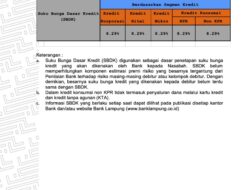 Gaes! Ini Besaran Suku Bunga Dasar Kredit Bank Lampung Periode Maret 2023