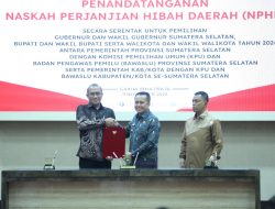 Joss! Sumatera Selatan,  Daerah Pertama yang Lakukan Penandatanganan Serentak NPHD Dana Pilkada 2024