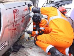 Direktorat Kesiapsiagaan Basarnas Gelar Latihan SAR Gabungan Vehicle Accident Rescue di Exit Tol Bakauheni Utara