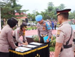 Kapolres Pesawaran Gelar Upacara Sertijab dan Pelepasan Purna Bhakti Perwira Polri