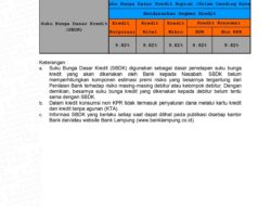 Ini Besaran Suku Bunga Dasar Kredit Bank Lampung Periode 31 Maret 2024